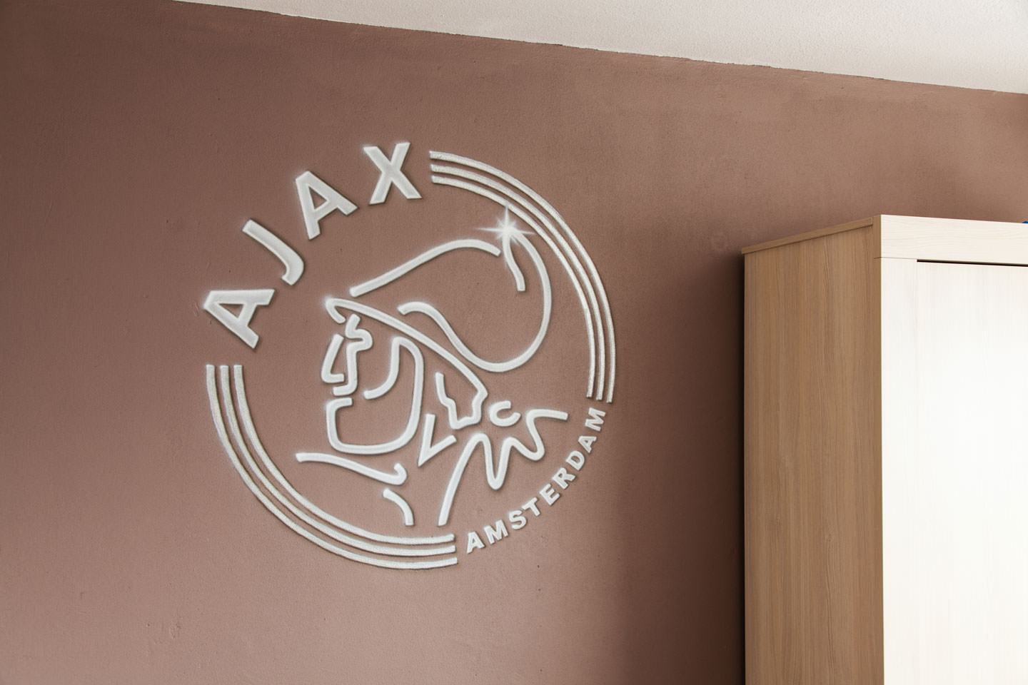 diefstal Verdraaiing droog Ajax logo muurschildering - voetbalclub logo schildering